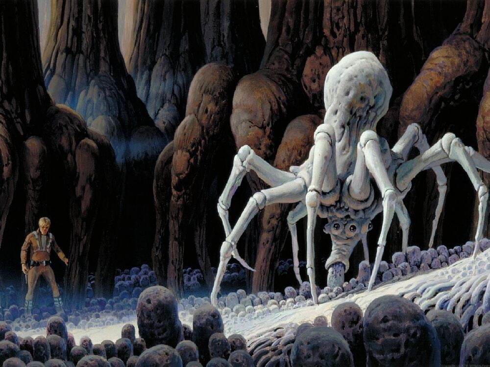 "Araignées blanches bosselées" illustré par Ralph McQuarrie pour Lucasfilm